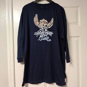 Disney Stitch Sleep Shirt Small Navy